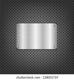 Metal Background With Metal Plate With Gradient Mesh, Vector Illustration