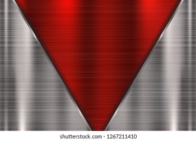Metal background with red element. Vector 3d illustration