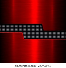 Metal background, red polished metallic texture, vector illustration