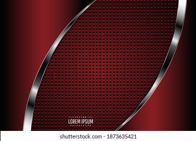 Metal background of red and silver with perforated texture.Vector illustration.Eps10