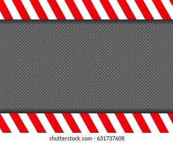 metal background with red and white warning stripes