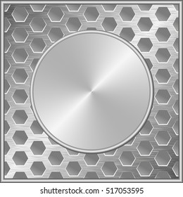 metal background with round banner