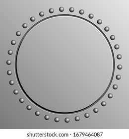 metal background with round banner and rivets