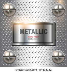 Metal background with screws, vector.