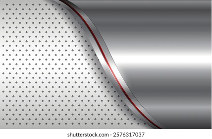 Metal background shiny silver chrome metallic with halftone dots pattern, silver polished steel texture wallpaper 3d vector illustration.