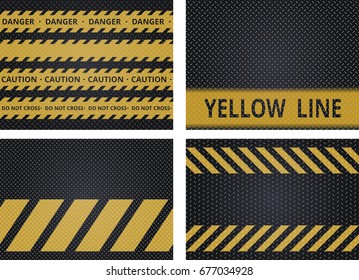 Metal background with yellow line. Vector illustration.