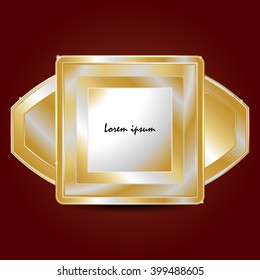 metal badge on a red background