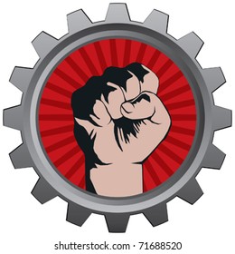 metal bage with fist vector illustration