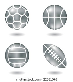 metal balls icons isolated on a white background
