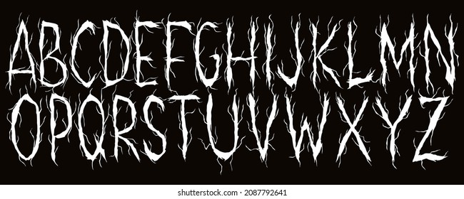 Metal band style alphabet.Vector font.