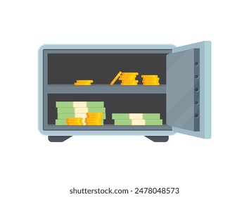 Metal bank safe icon in flat style. Money vault vector illustration on isolated background. Storage sign business concept.