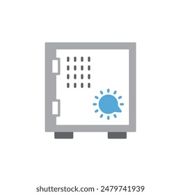 Metal bank safe icon in flat style. Money vault vector illustration on isolated background. Storage sign business concept.