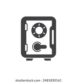 Metal bank safe icon in flat style. Money vault vector illustration on isolated background. Storage sign business concept.