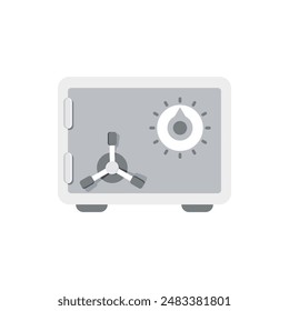 Metal bank safe icon in flat style. Money vault vector illustration on isolated background. Storage sign business concept.