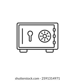 Metal bank safe icon in flat style. Money vault vector illustration on isolated background. Storage sign business concept.