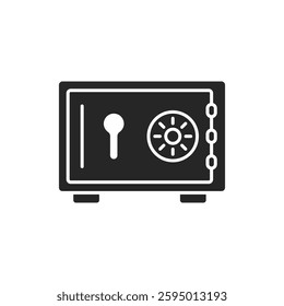 Metal bank safe icon in flat style. Money vault vector illustration on isolated background. Storage sign business concept.