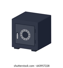 Metal bank safe symbol. Flat Isometric Icon or Logo. 3D Style Pictogram for Web Design, UI, Mobile App, Infographic. Vector Illustration on white background.