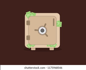Metal bank safe vector icon in a flat style. Saving money concept. Bank deposit icon isolated from the background.