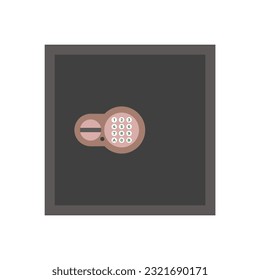 Metallbank-Safe, Vektorsymbol in einem flachen Stil. Geschlossener Safe einzeln auf weißem Hintergrund.