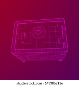 Metal bank vault safe. Wireframe low poly mesh vector illustration