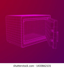 Metal bank vault safe. Wireframe low poly mesh vector illustration