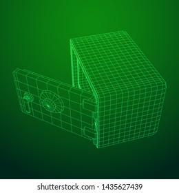 Metal bank vault safe. Wireframe low poly mesh vector illustration
