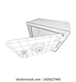 Metal bank vault safe. Wireframe low poly mesh vector illustration