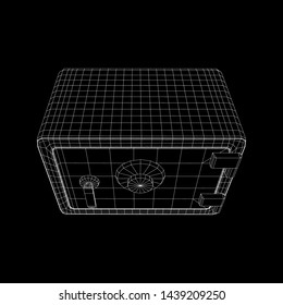 Metal bank vault safe. Wireframe low poly mesh vector illustration