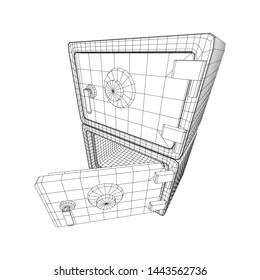 Metal bank vault safe. Wireframe low poly mesh vector illustration
