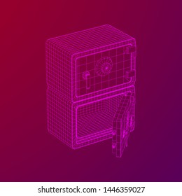 Metal bank vault safe. Wireframe low poly mesh vector illustration