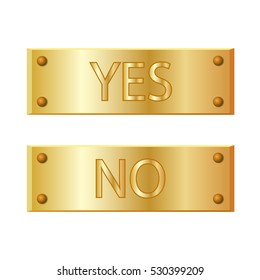 Metal banner 'YES' and "NO' signs. Vector illustration.