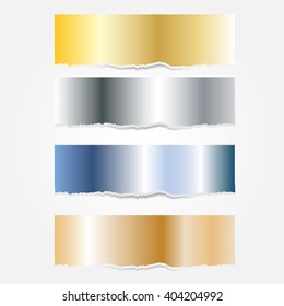 Metal banners with  effect of torn paper