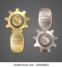 Metal banners, logos, tags in steampunk style. vector illustration