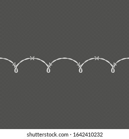 Metal barbed wire horizontal seamless border template and elements object. EPS 10