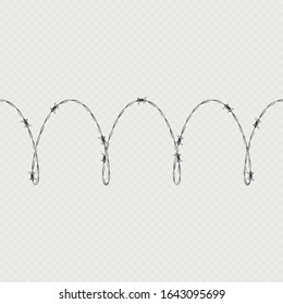 Metal barbed wire horizontal seamless border template and elements object. EPS 10