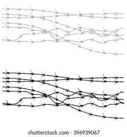 Metal barbed wire illustration on white background.