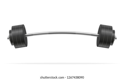 metal barbell for muscle building in gym vector illustration at gray background