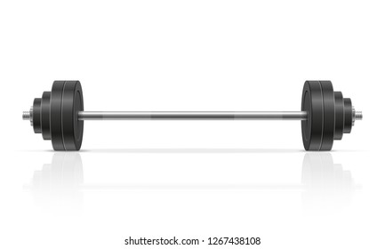 metal barbell for muscle building in gym vector illustration at gray background