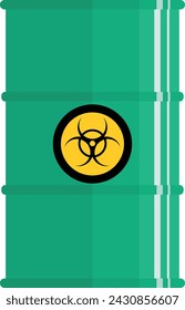 Metal Barrel with Biohazard Hazard Substance Icon. Vector Illustration.