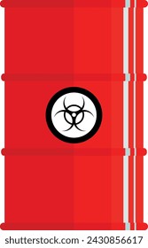 Metal Barrel with Biohazard Hazard Substance Icon. Vector Illustration.