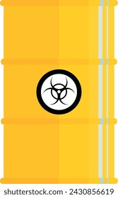 Metal Barrel with Biohazard Hazard Substance Icon. Vector Illustration.