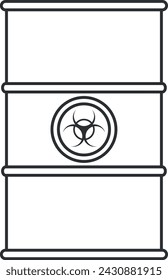 Metal Barrel with Biohazard Hazard Substance Icon. Vector Illustration.