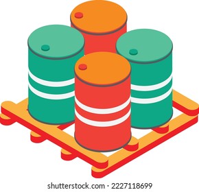 metal barrel illustration in 3D isometric style isolated on background
