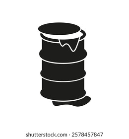 Metal barrel with a leak icon. Vector. Flat design.