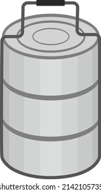 Metal barrel with lid, illustration, vector on a white background.