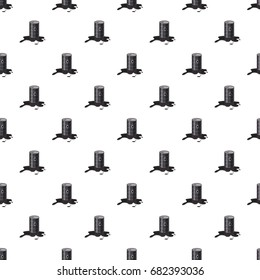 Metal barrel with oil pattern seamless repeat in cartoon style vector illustration