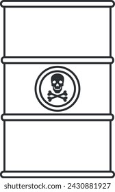 Metal Barrel with Skull and Crossbones Sign Icon. Vector Illustration.