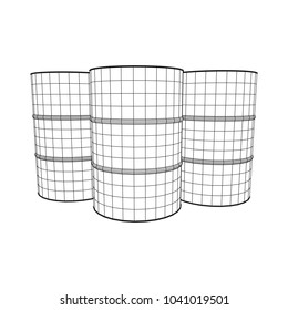 Metal barrel wireframe low poly mesh vector illustration.