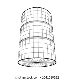 Metal barrel wireframe low poly mesh vector illustration.