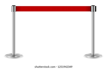 metal barrier with a belt to control the queue stock vector illustration isolated on white background